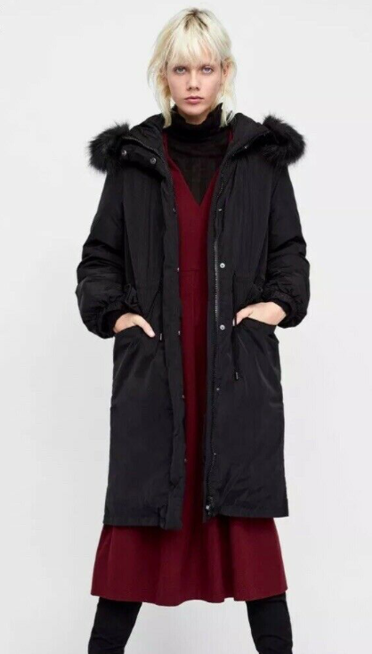 zara hooded down parka